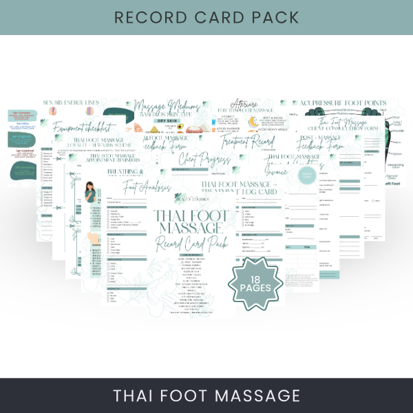 Thai Foot Massage Record Card Pack Thai Foot Massage Record Card Pack