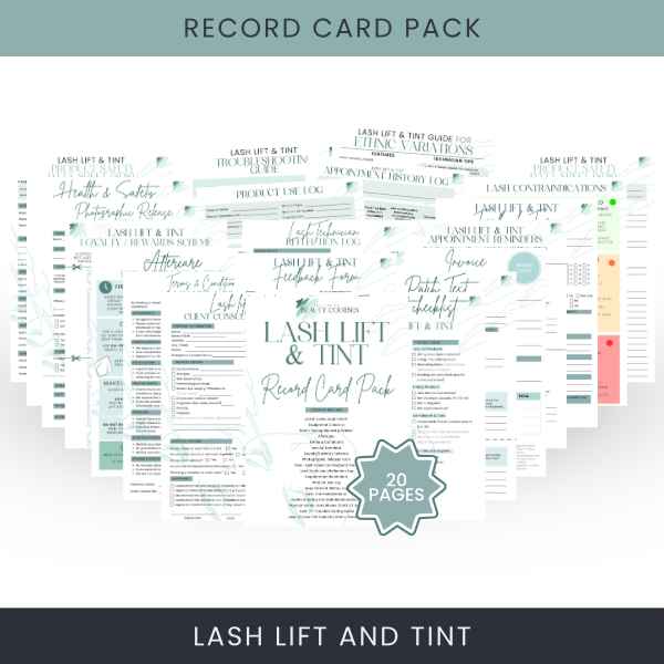 Lash Lift and Tint Record Card Pack